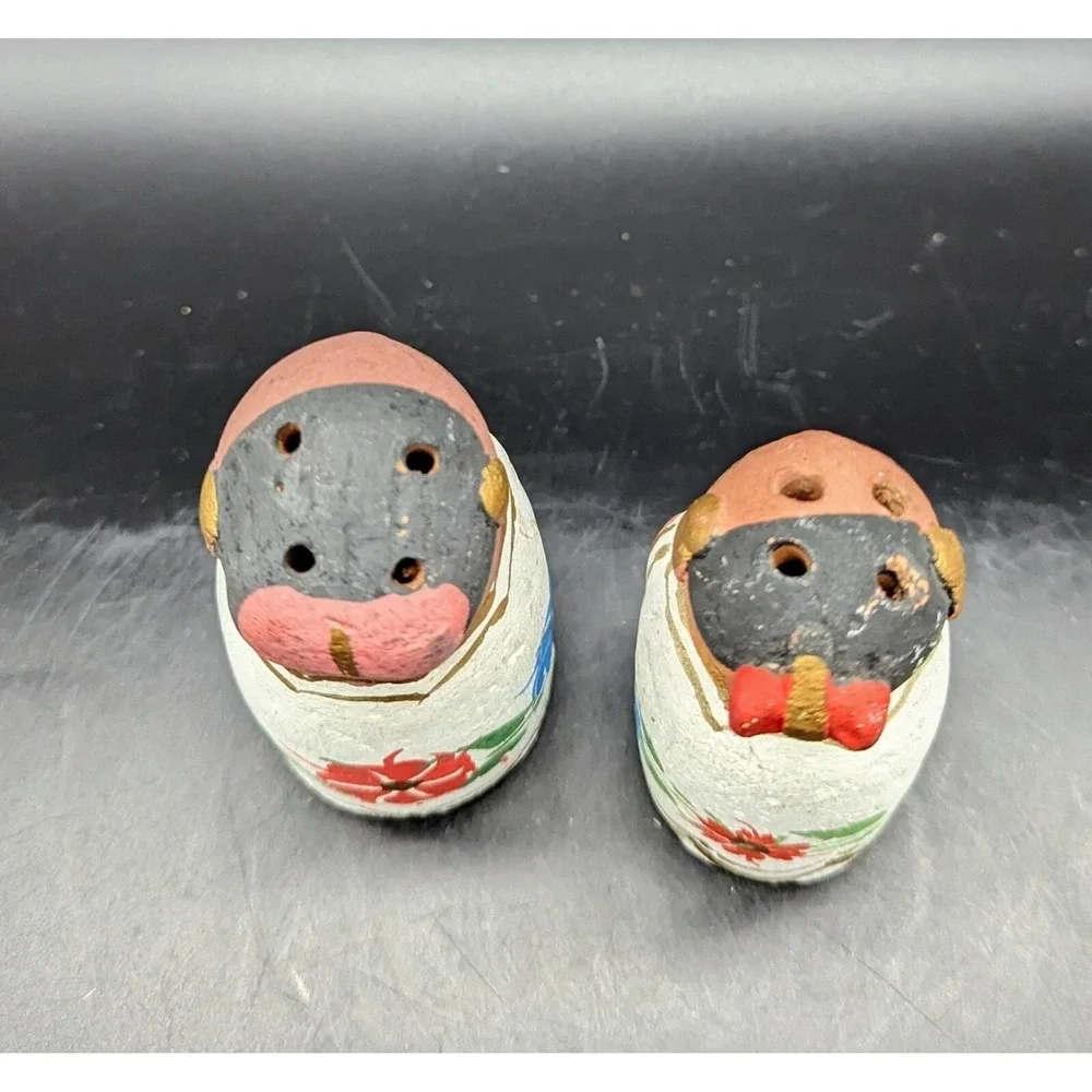 Handmade Terracotta Salt And Pepper Shakers 2 Village Women Mexico 3.5
